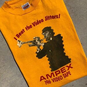 Rare 80’s Ampex 196 Video Tape Early Tech Single Stitch Gold Hanes Made USA Tee